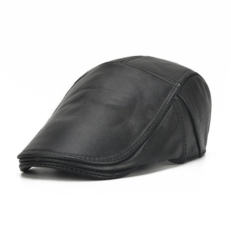 Collrown Berets Mens Flat Caps Genuine Leather Duck Tongue Cap Classic Adjustable Casual Driving Cabbie Hat (image for) Collrown Berets Mens Flat Caps Genuine Leather Duck Tongue Cap Classic Adjustable Casual Driving Cabbie Hat